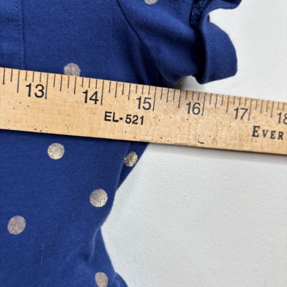 Mini Boden Dress 11-12 Navy Polka Dot Gold Pockets Short Sleeve School Preppy - Picture 9 of 11